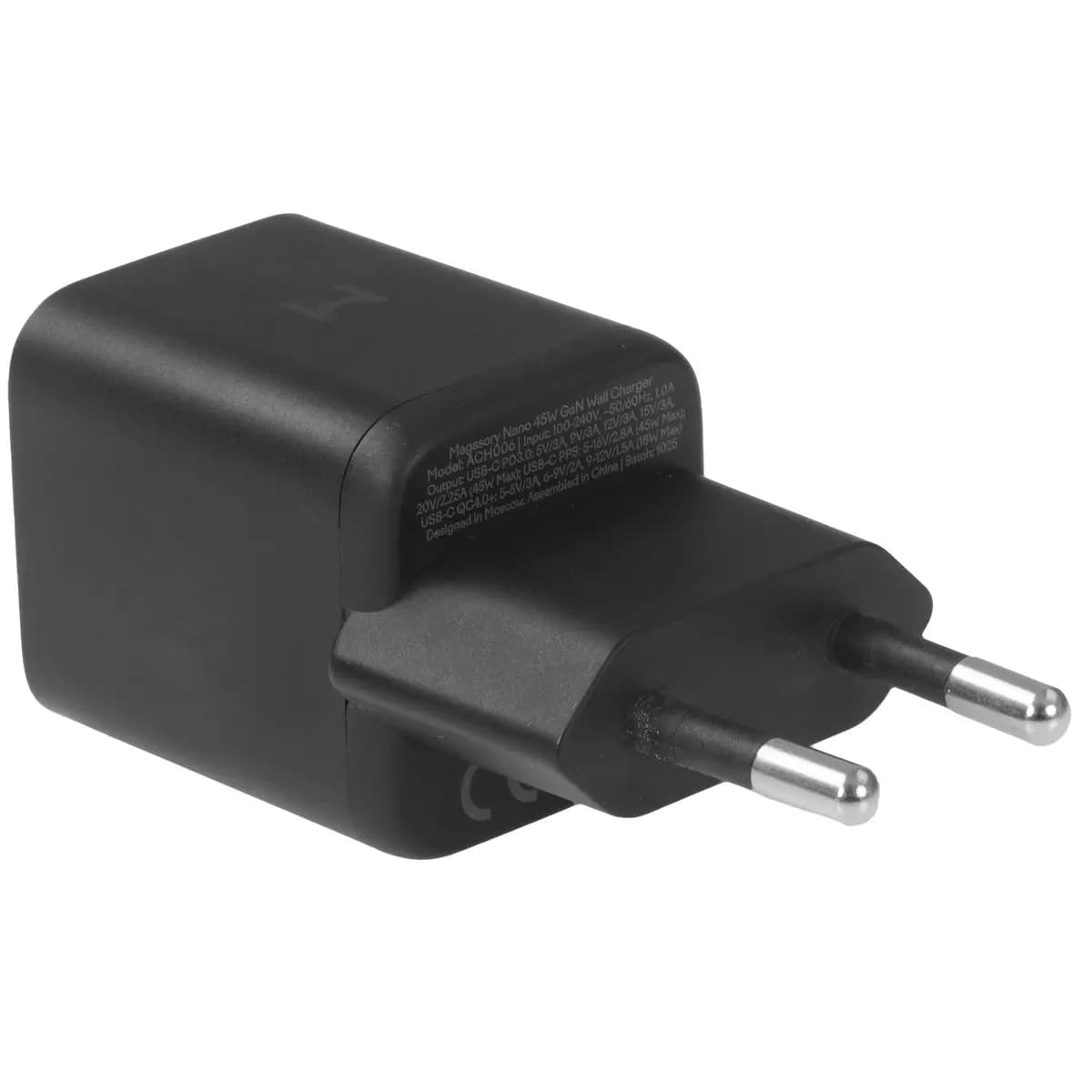 Wall charger Magssory Nano 45W GaN black [power - 45 W, 3 A, up to 20 V, without cable, PD 3.0, PPS]