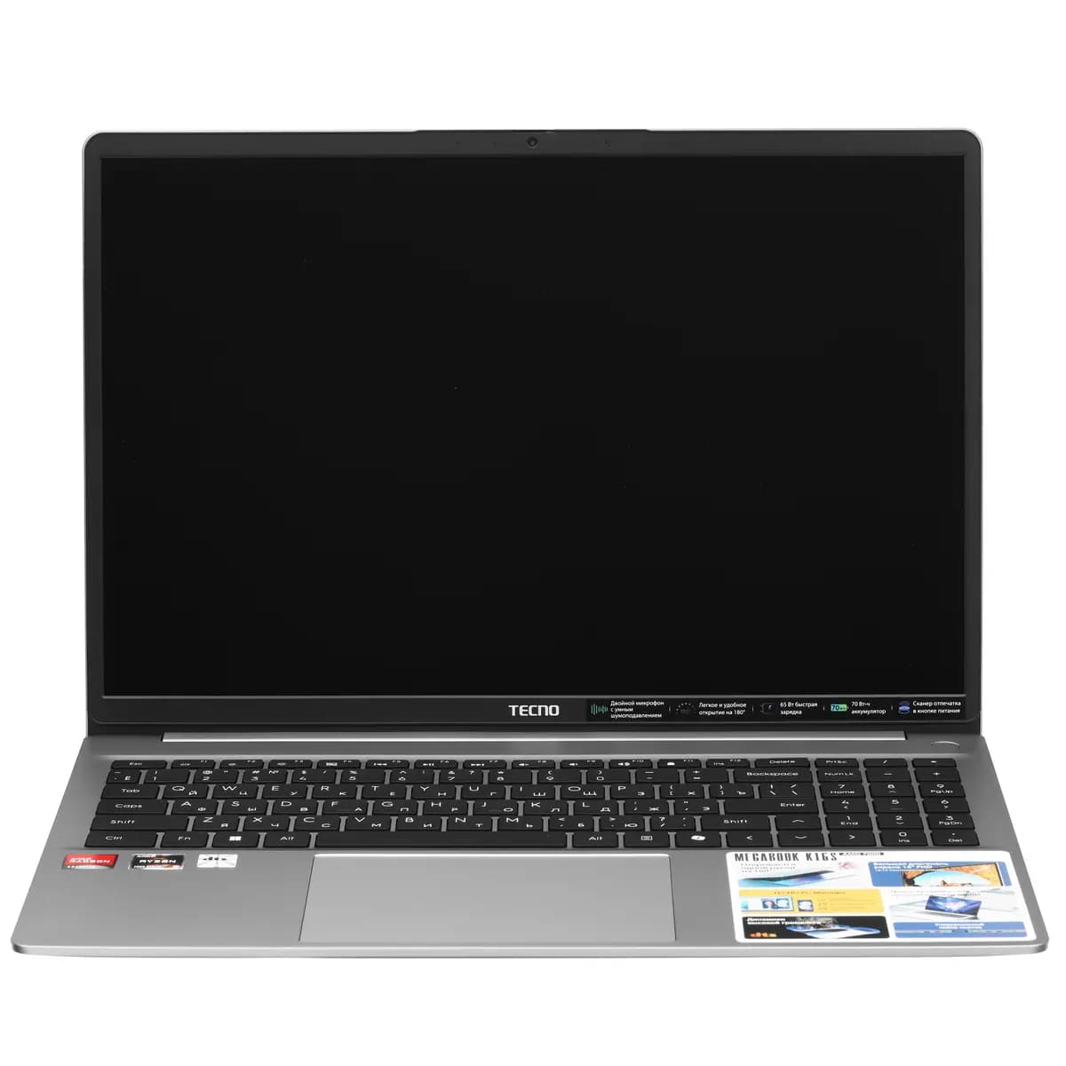 16" laptop Tecno Megabook K16SFA gray [English/Russian layout, 1920x1200, IPS, AMD Ryzen 5 7535HS, cores: 6 x 3.3 GHz, RAM 8 GB, SSD 512 GB, AMD Radeon 660M, Windows 11 Home]