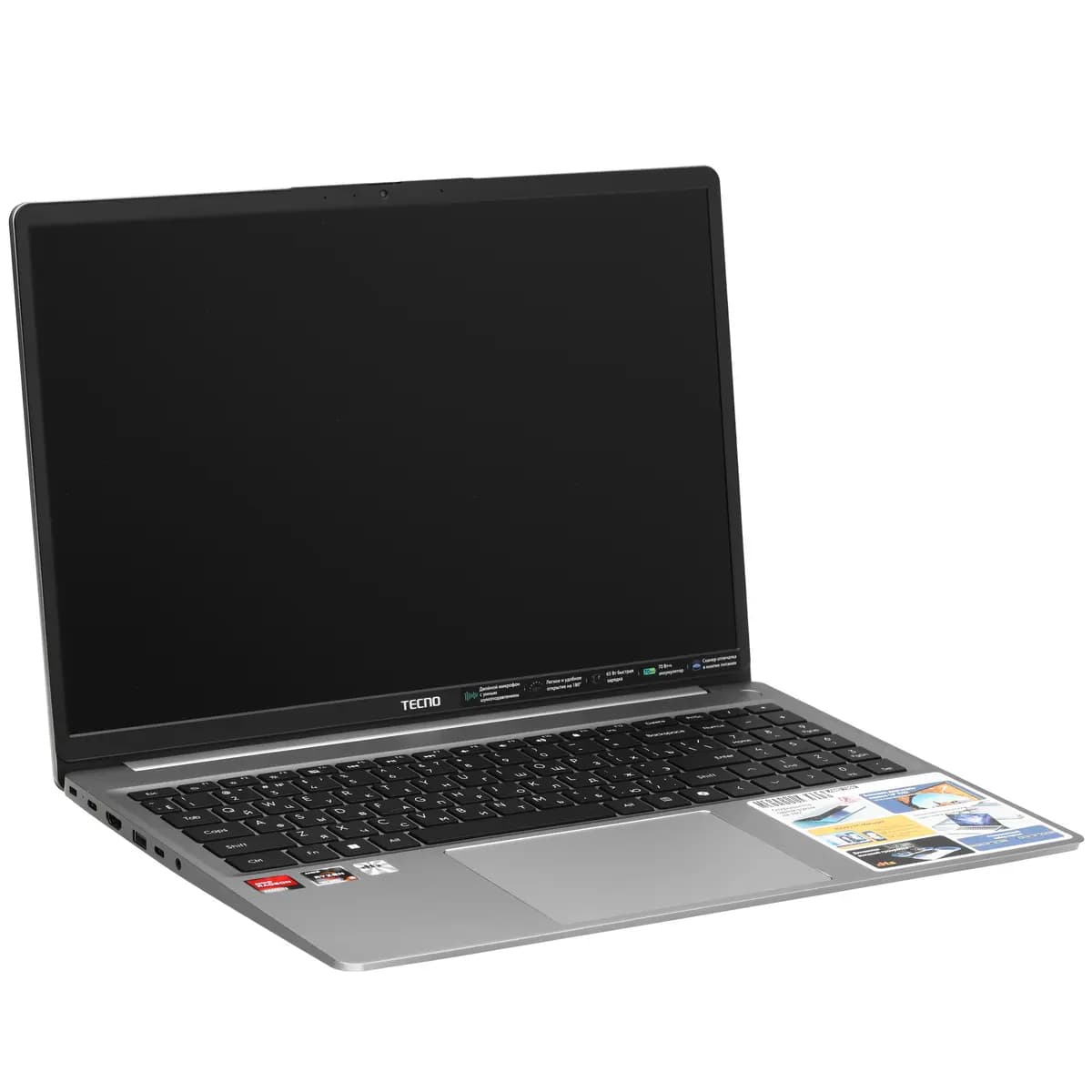 16" laptop Tecno Megabook K16SFA gray [English/Russian layout, 1920x1200, IPS, AMD Ryzen 5 7535HS, cores: 6 x 3.3 GHz, RAM 8 GB, SSD 512 GB, AMD Radeon 660M, Windows 11 Home]