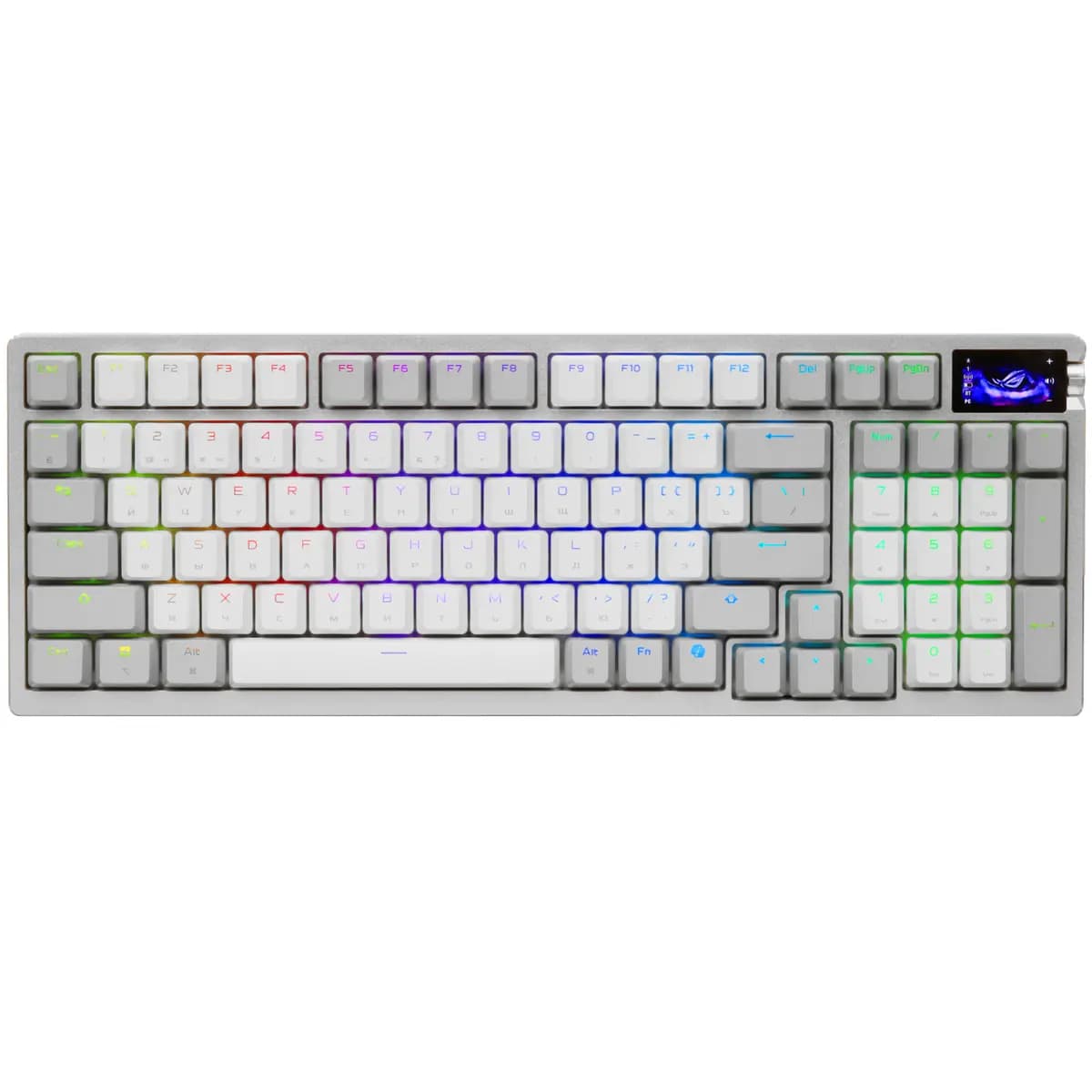 Keyboard wired + wireless ASUS M901 ROG AZOTH 96 HE color white [magnetic, keys - 97, Bluetooth, USB Type-A, 2.4 GHz radio]