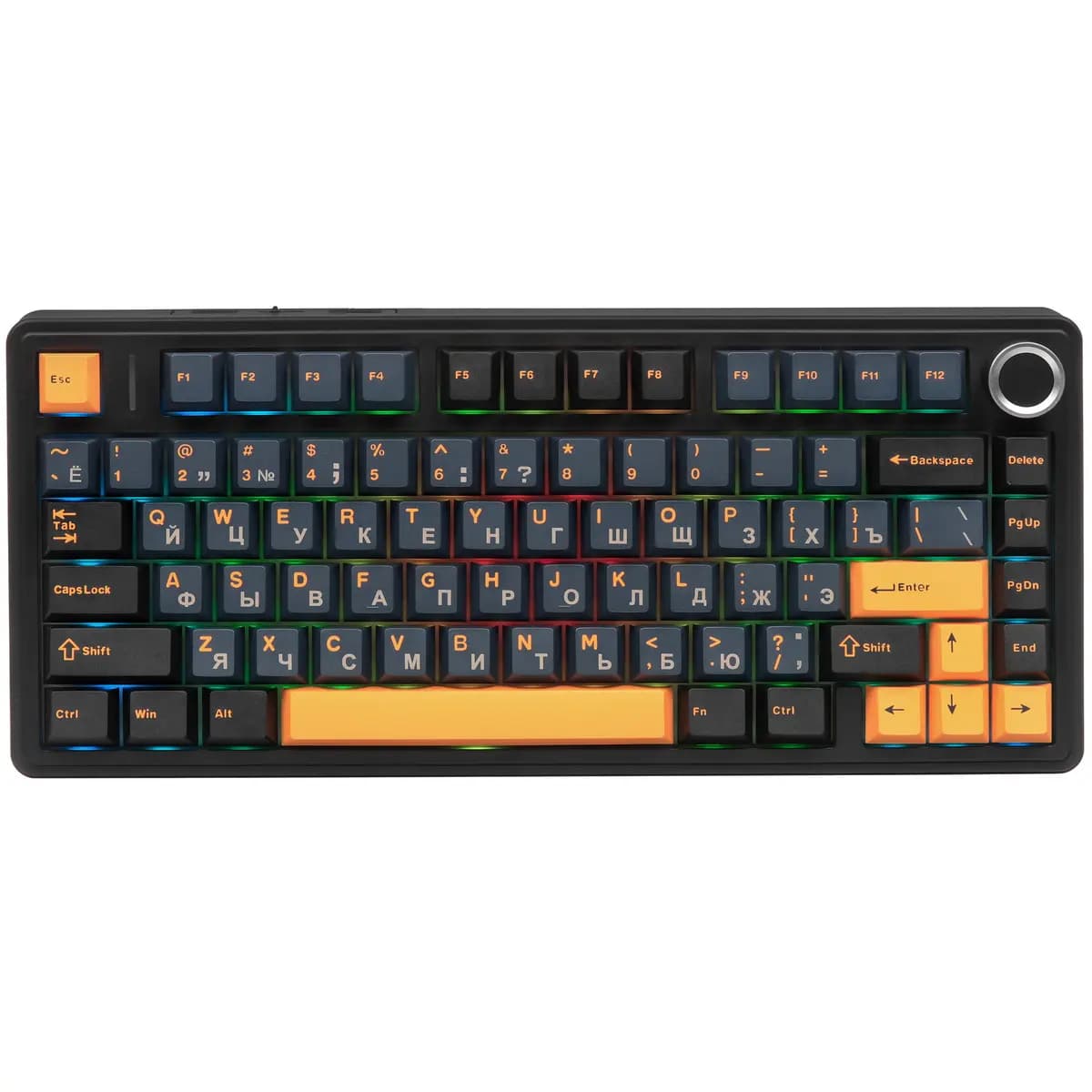 Keyboard wired + wireless AULA F75 color black [mechanical, Leobog Gray Wood Switch V3, keys - 80, Bluetooth, USB Type-A, 2.4 GHz radio]