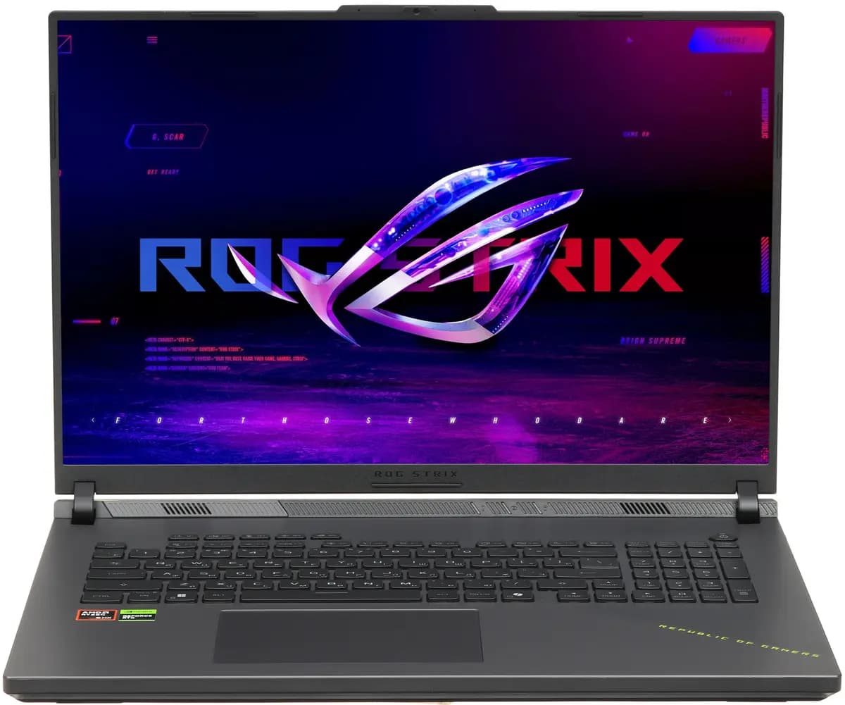 18" laptop ASUS ROG Strix G814PM-S8073 gray [English/Russian layout, 1920x1200, IPS, AMD Ryzen 9 8940HX, cores: 16 x 2.4 GHz, RAM 16 GB, SSD 1000 GB, GeForce RTX 5060 for laptops, 