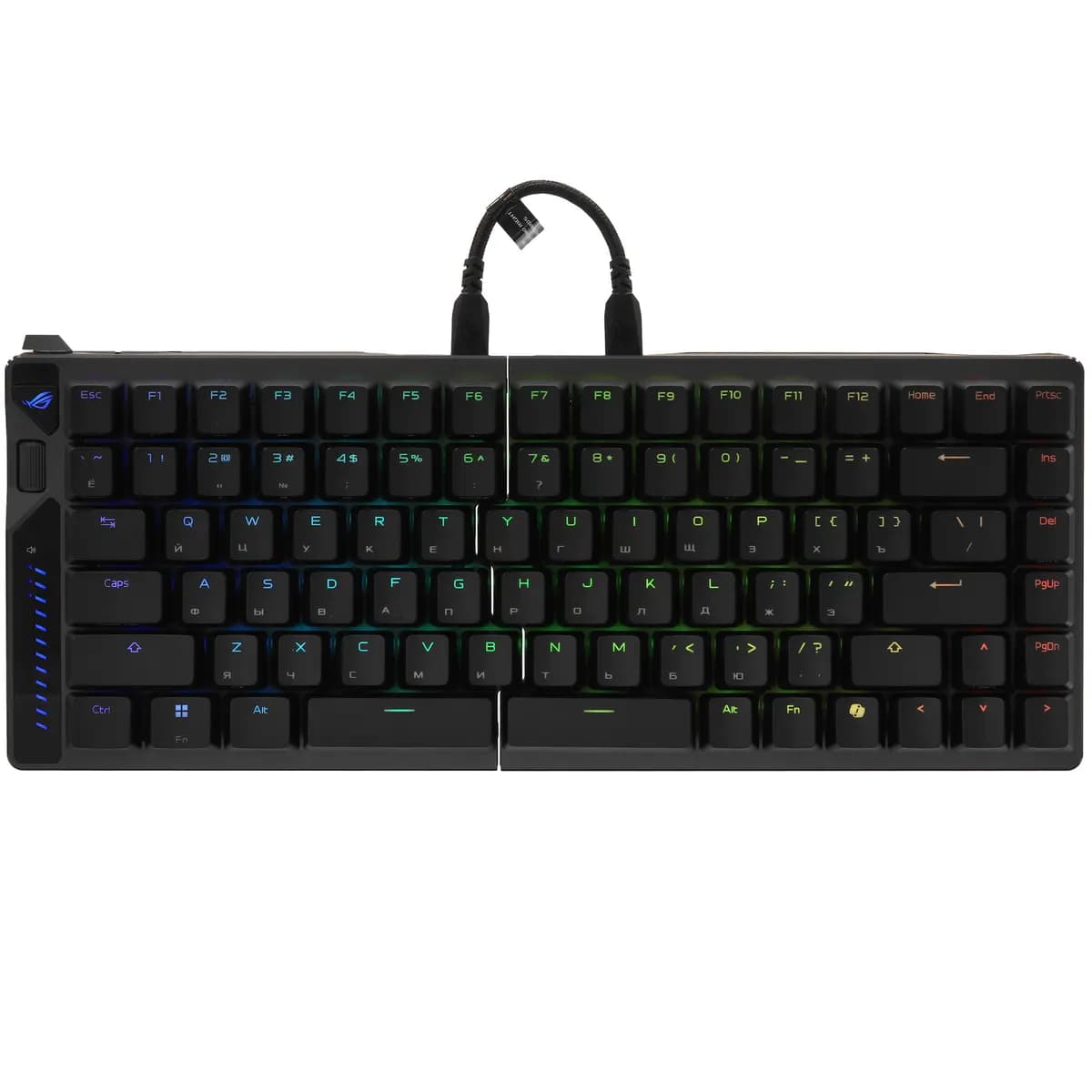 Keyboard wired + wireless ASUS M703 ROG Falcata color black [magnetic, keys - 85, Bluetooth, USB Type-A, 2.4 GHz radio]
