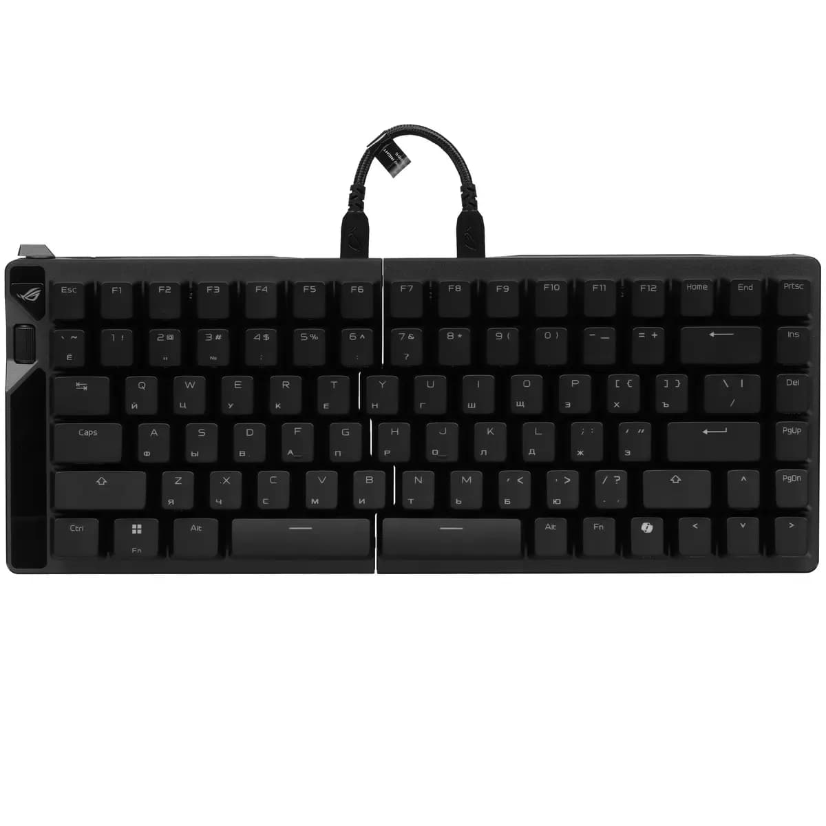 Keyboard wired + wireless ASUS M703 ROG Falcata color black [magnetic, keys - 85, Bluetooth, USB Type-A, 2.4 GHz radio]