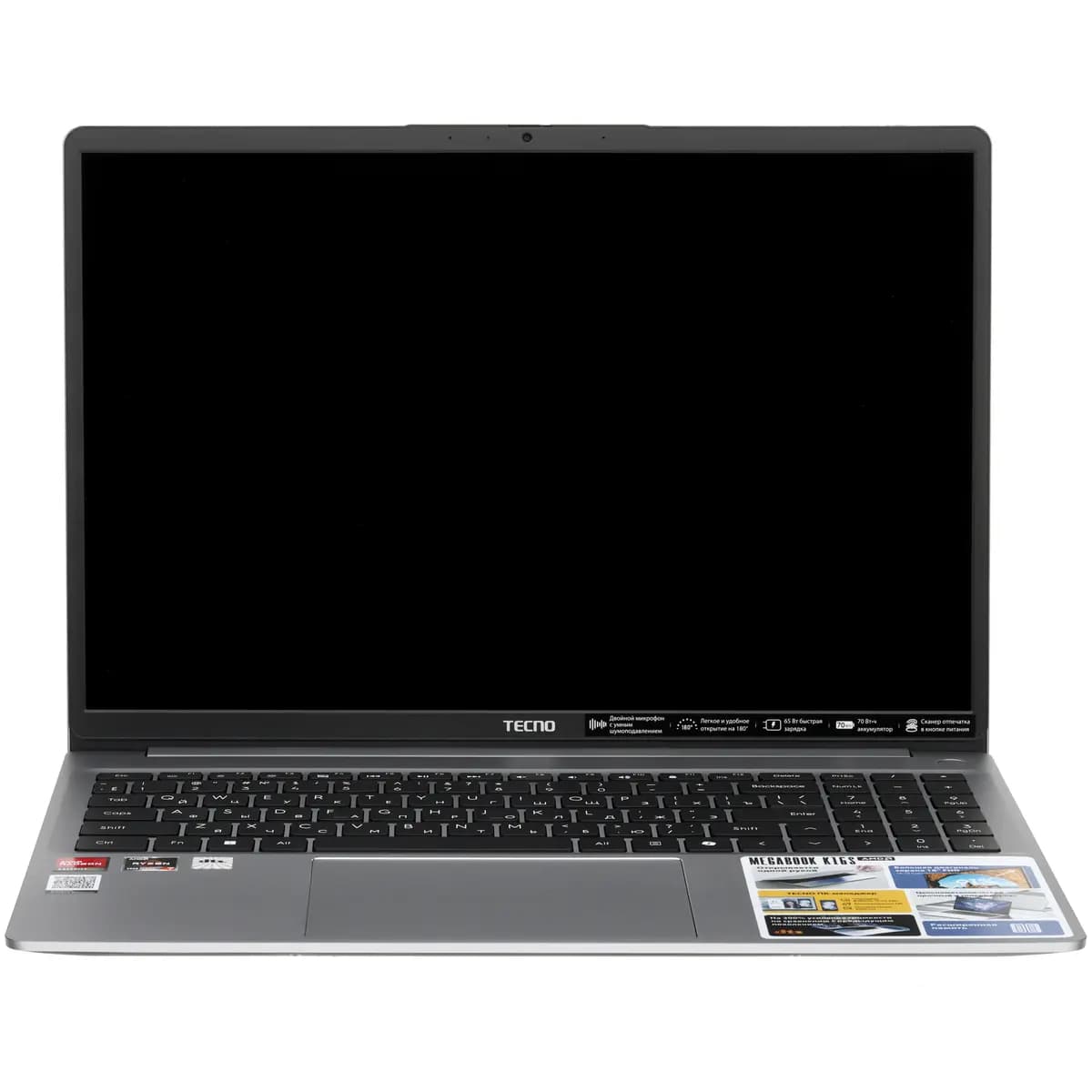 16" laptop Tecno Megabook K16SDA gray [English/Russian layout, 1920x1200, IPS, AMD Ryzen 7 5825U, cores: 8 x 2 GHz, RAM 16 GB, SSD 1000 GB, AMD Radeon Graphics, Windows 11 Home]