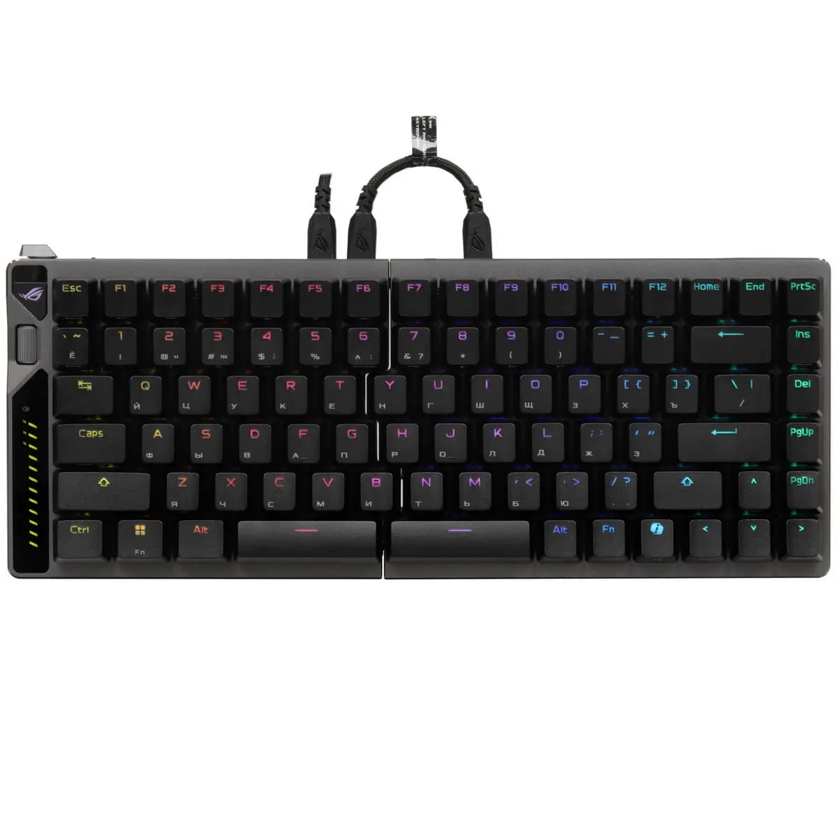 Keyboard wired + wireless ASUS M703 ROG Falcata color black [magnetic, ASUS ROG HFX V2, keys - 85, Bluetooth, USB Type-A, 2.4 GHz radio]