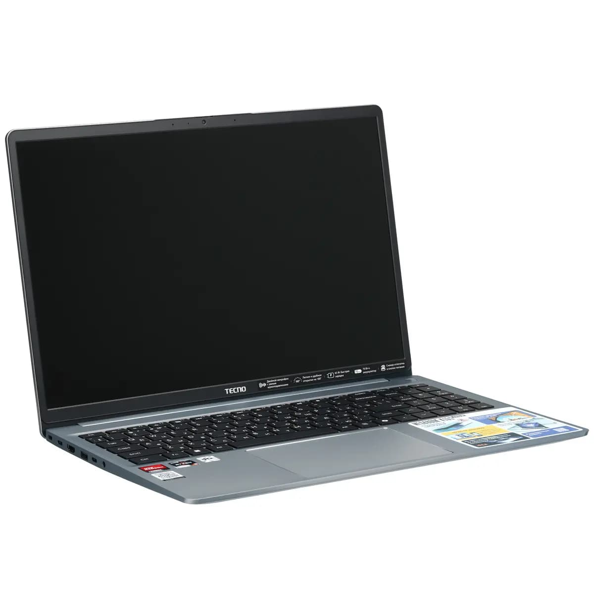 16" laptop Tecno Megabook K16S gray [English/Russian layout, 1920x1200, IPS, AMD Ryzen 5 7430U, cores: 6 x 2.3 GHz, RAM 16 GB, SSD 1000 GB, AMD Radeon Graphics, Windows 11 Home]