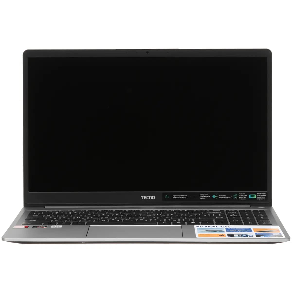 15.6" laptop Tecno Megabook K15SDA gray [English/Russian layout, 1920x1080, IPS, AMD Ryzen 5 7430U, cores: 6 x 2.3 GHz, RAM 16 GB, SSD 1000 GB, AMD Radeon Graphics, Windows 11 Home