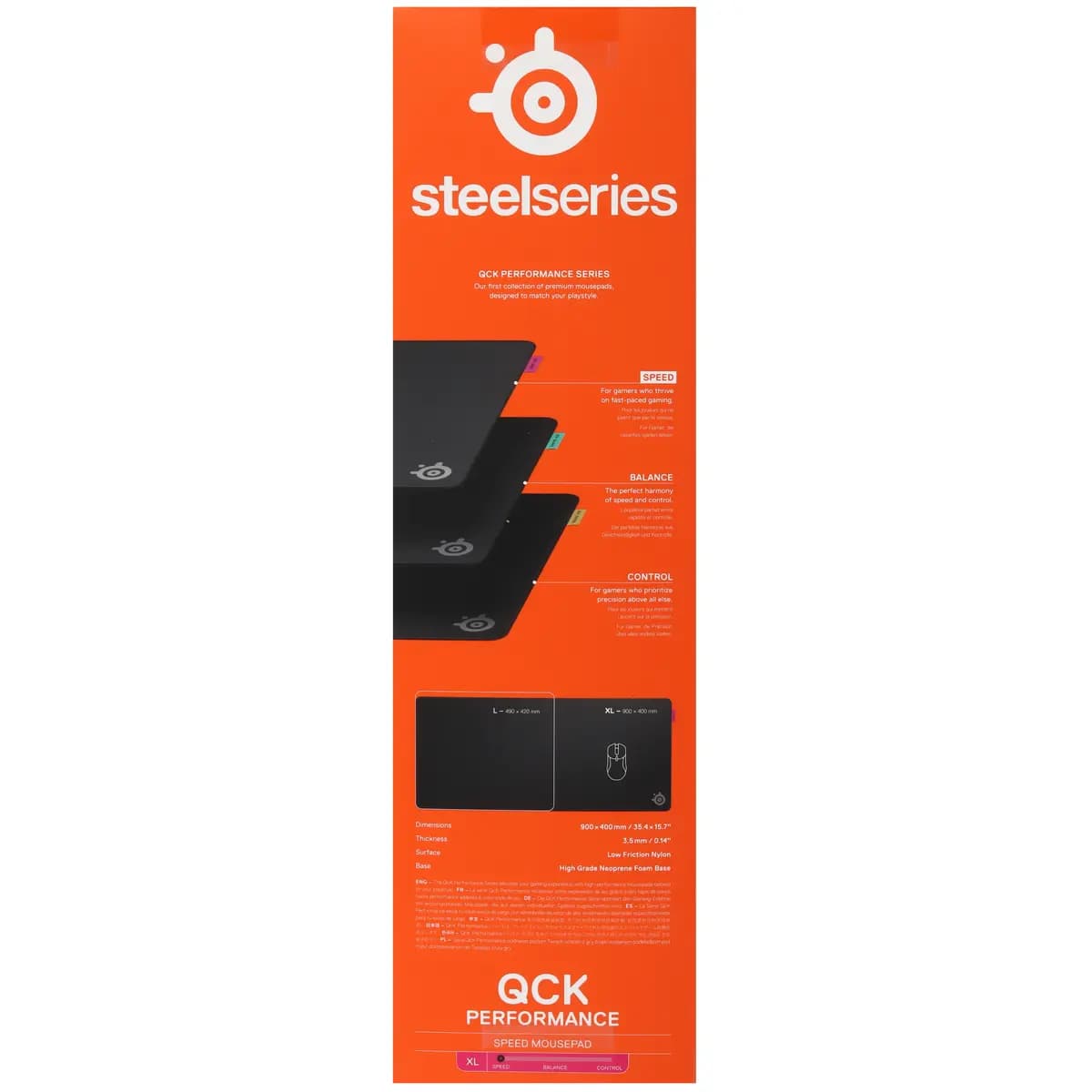 Mouse pad SteelSeries QcK Performance Speed XL black [polyester, 900 mm x 400 mm x 3.5 mm, pattern - logo]