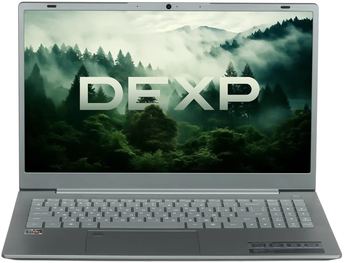 15.6" laptop DEXP Atlas gray [English/Russian layout, 1920x1080, IPS, AMD Ryzen 5 7430U, cores: 6 x 2.3 GHz, RAM 8 GB, SSD 256 GB, AMD Radeon Graphics, Windows 11 Home]
