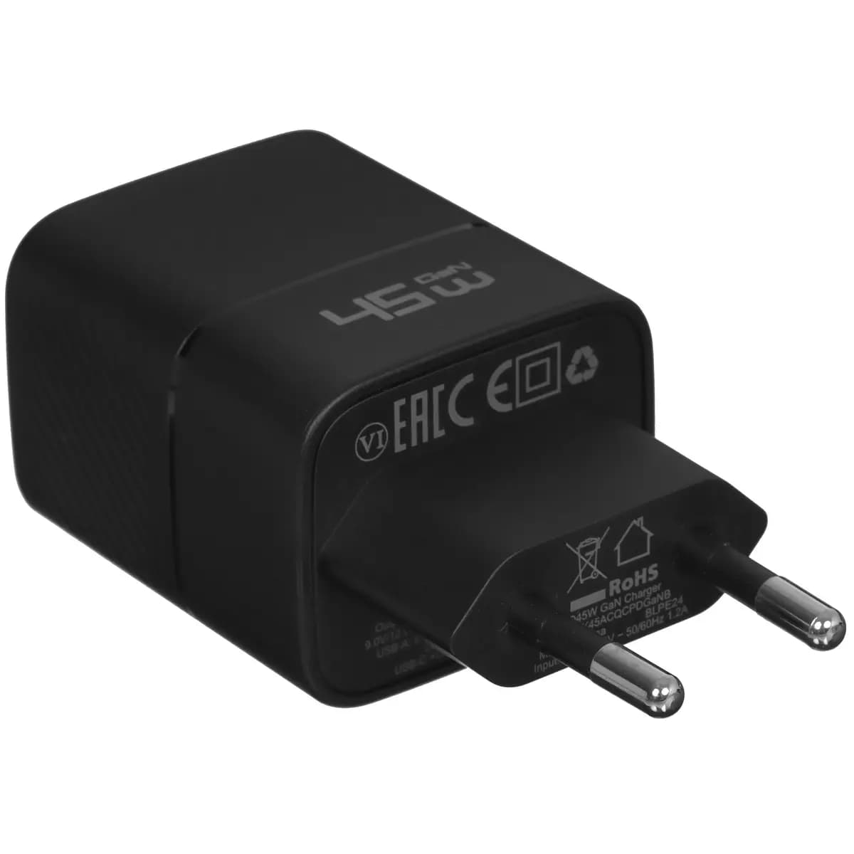 Wall charger KEYRON K45ACQCPDGaNB black [power - 45 W, 3 A, up to 20 V, without cable, AFC, HFC, PD 2.0, PD 3.0]