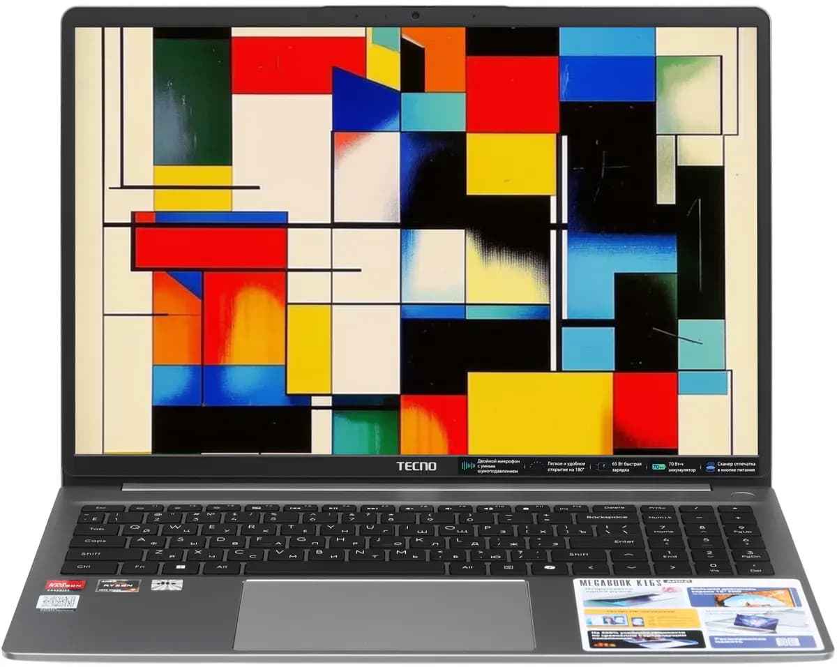 16" laptop Tecno Megabook K16SDA gray [English/Russian layout, 1920x1200, IPS, AMD Ryzen 7 5825U, cores: 8 x 2 GHz, RAM 16 GB, SSD 1000 GB, AMD Radeon Graphics, Windows 11 Home]