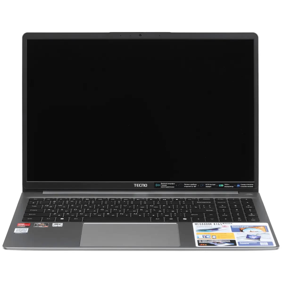 16" laptop Tecno Megabook K16SDA gray [English/Russian layout, 1920x1200, IPS, AMD Ryzen 7 5825U, cores: 8 x 2 GHz, RAM 16 GB, SSD 1000 GB, AMD Radeon Graphics, Windows 11 Home]