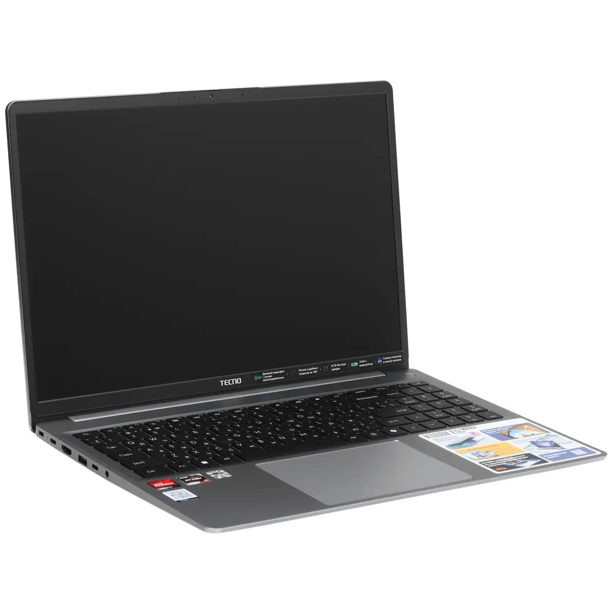 16" laptop Tecno Megabook K16SDA gray [English/Russian layout, 1920x1200, IPS, AMD Ryzen 7 5825U, cores: 8 x 2 GHz, RAM 16 GB, SSD 1000 GB, AMD Radeon Graphics, Windows 11 Home]