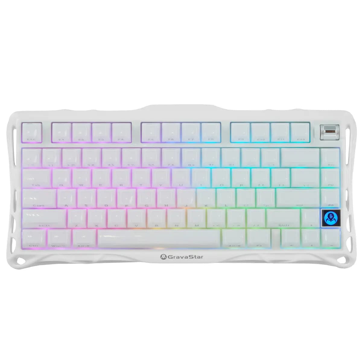 Keyboard wired + wireless GravaStar Mercury K1 color white [mechanical, GravaStar Custom Switches, keys - 79, Bluetooth, USB Type-A, 2.4 GHz radio]