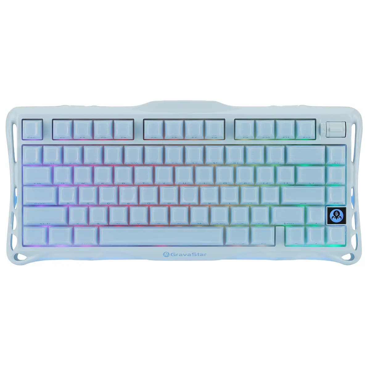 Keyboard wired + wireless GravaStar Mercury K1 color light blue [mechanical, GravaStar x Kailh Cherry Pink, keys - 79, Bluetooth, USB Type-A, 2.4 GHz radio]