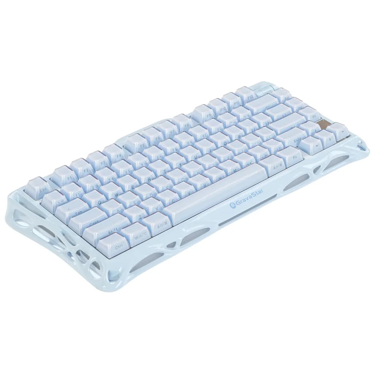 Keyboard wired + wireless GravaStar Mercury K1 color light blue [mechanical, GravaStar x Kailh Cherry Pink, keys - 79, Bluetooth, USB Type-A, 2.4 GHz radio]
