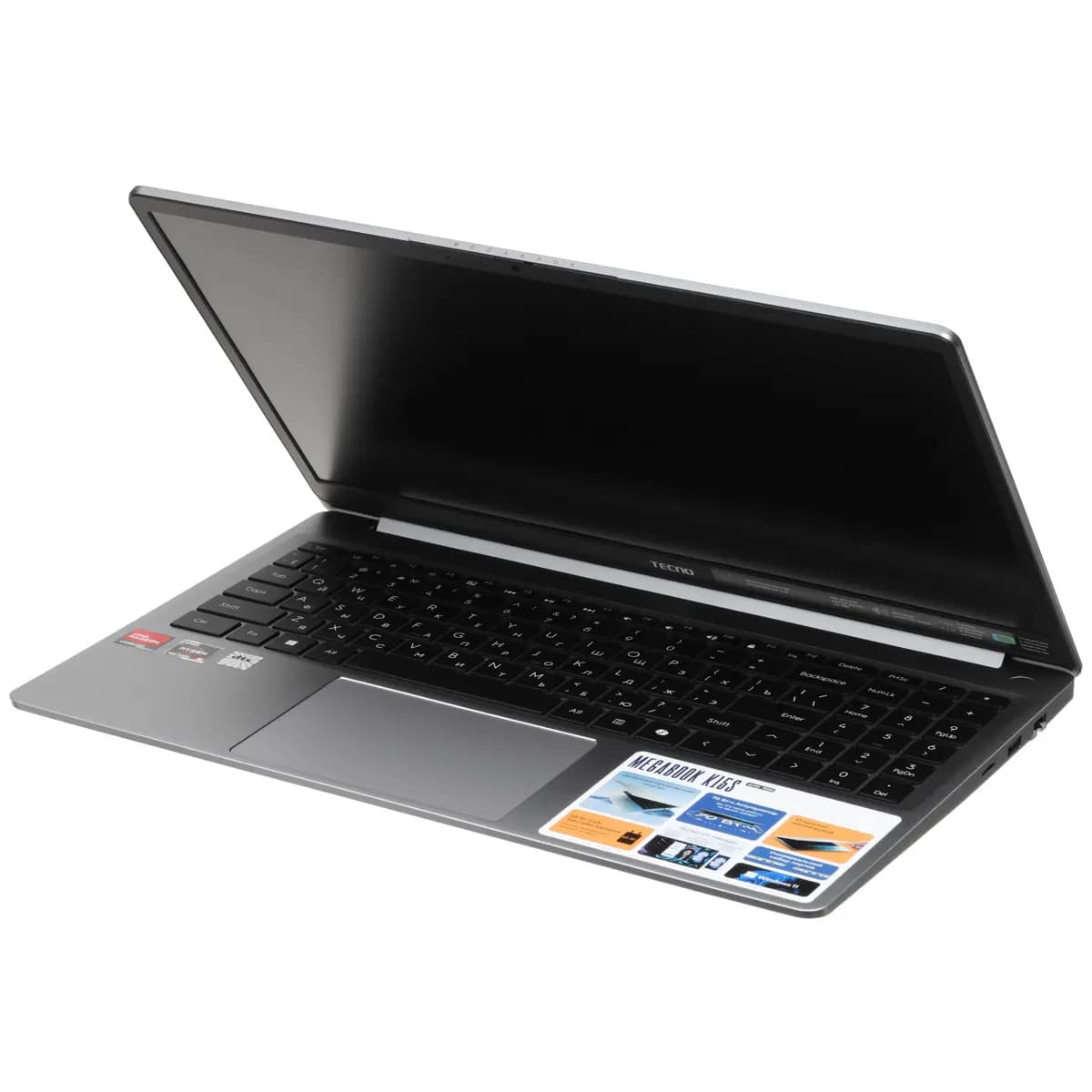 15.6" laptop Tecno Megabook K15SFA gray [English/Russian layout, 1920x1080, IPS, AMD Ryzen 5 7535HS, cores: 6 x 3.3 GHz, RAM 8 GB, SSD 512 GB, AMD Radeon 660M, Windows 11 Home]