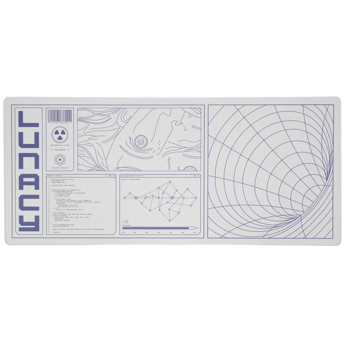 Mouse pad Lunacy Slip Deskmat Outlines (XL) white [polyester, 900 mm x 400 mm x 4 mm, pattern - abstract]