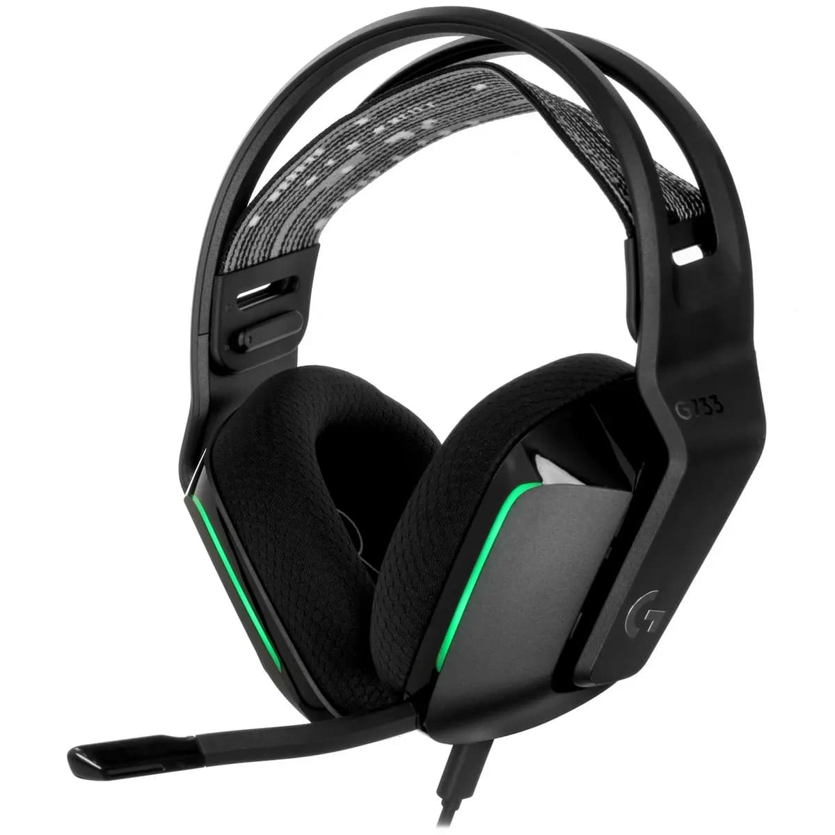 Wireless headphones Logitech G733 black 2021 [over-ear, 2.4 GHz radio, up to 29 h, support PS4, PS5, 20 Hz - 20000 Hz, 39Ω, backlight - multicolor]