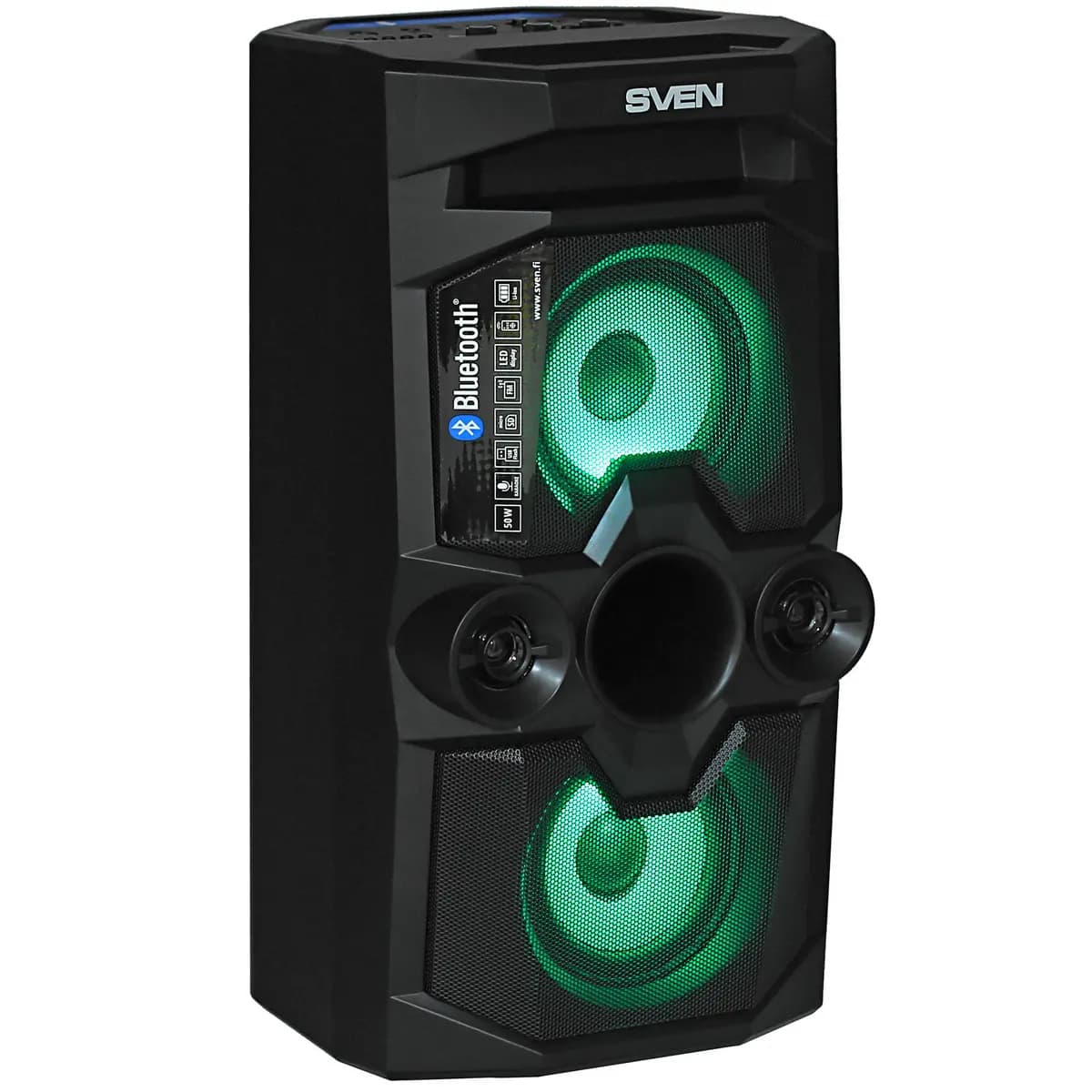 Portable audio system SVEN PS-655, black [Bluetooth, AUX, 8800 mAh]