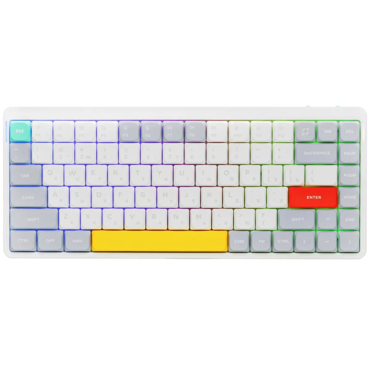 Keyboard wired + wireless Nuphy AIR75v2 color white [mechanical, Gateron Low-profile 2.0 Brown, keys - 84, Bluetooth, USB Type-A, 2.4 GHz radio]