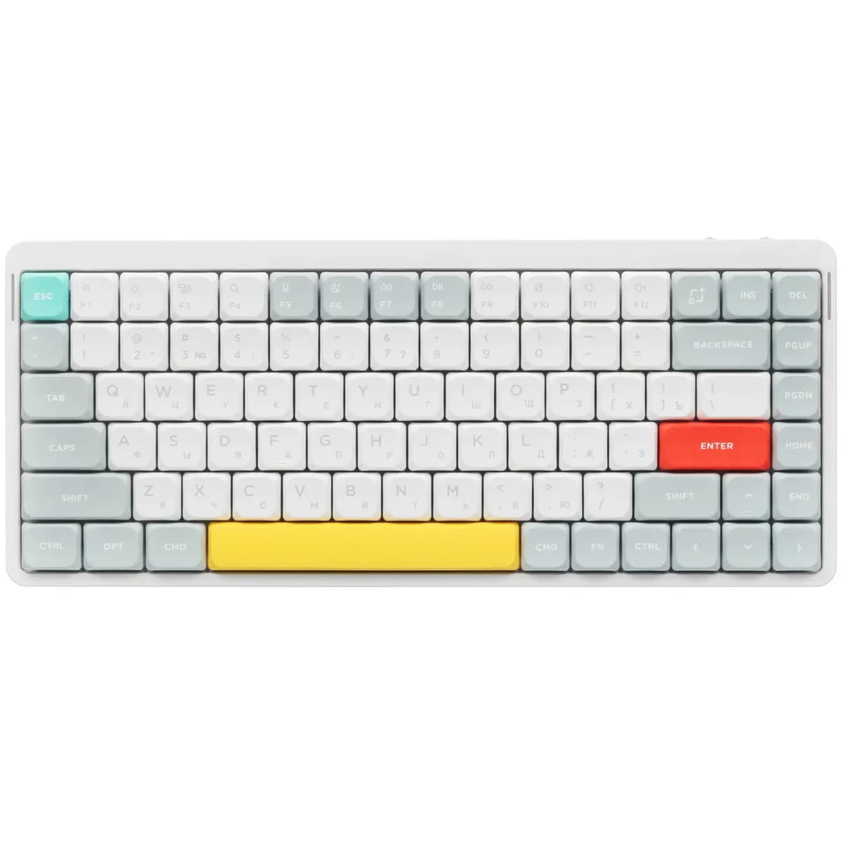 Keyboard wired + wireless Nuphy AIR75v2 color white [mechanical, Gateron Low-profile 2.0 Brown, keys - 84, Bluetooth, USB Type-A, 2.4 GHz radio]