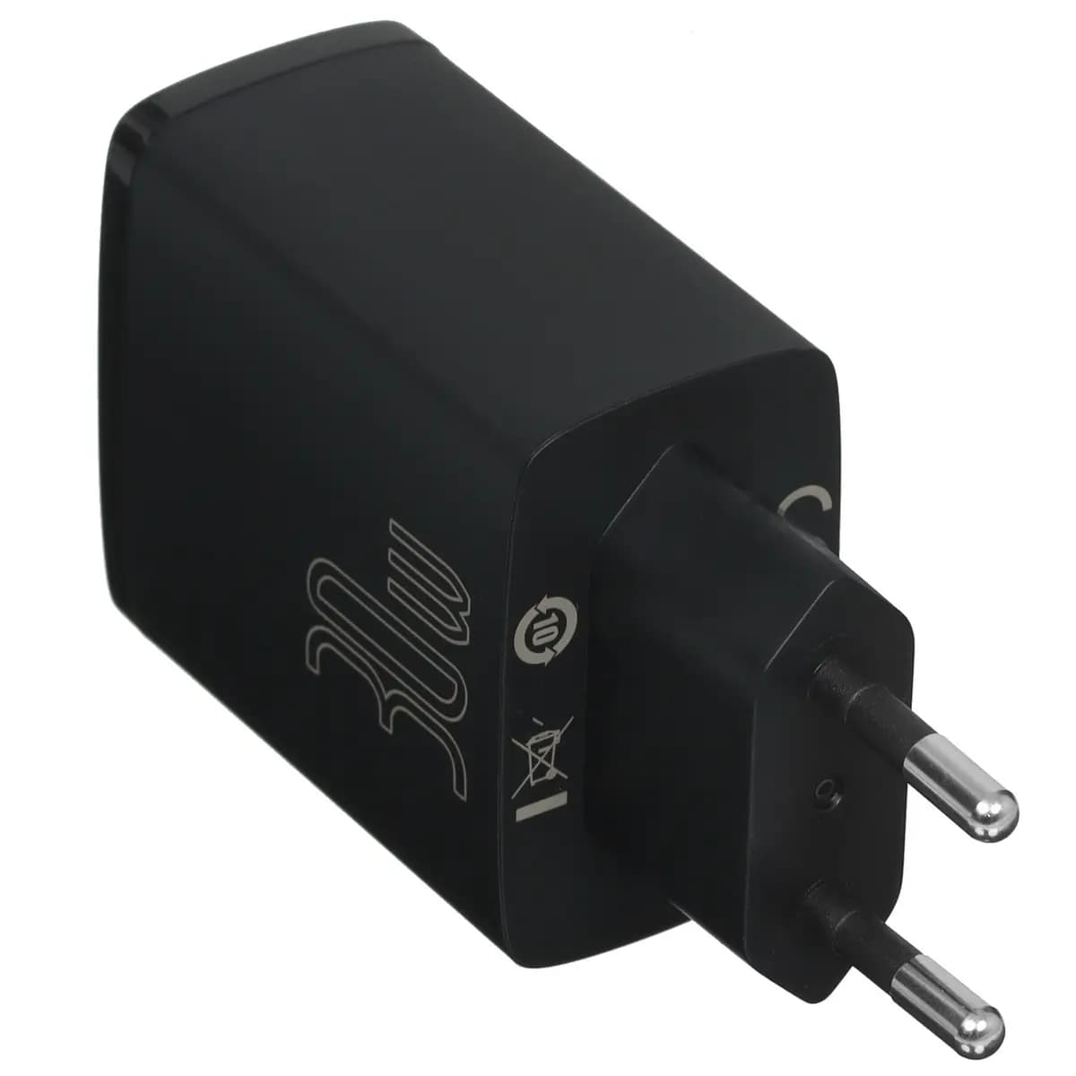 Wall charger Baseus Compact 2U+C black [power - 30 W, 3 A, up to 20 V, without cable, Apple PD, BC1.2, PD 3.0, QC 3.0]