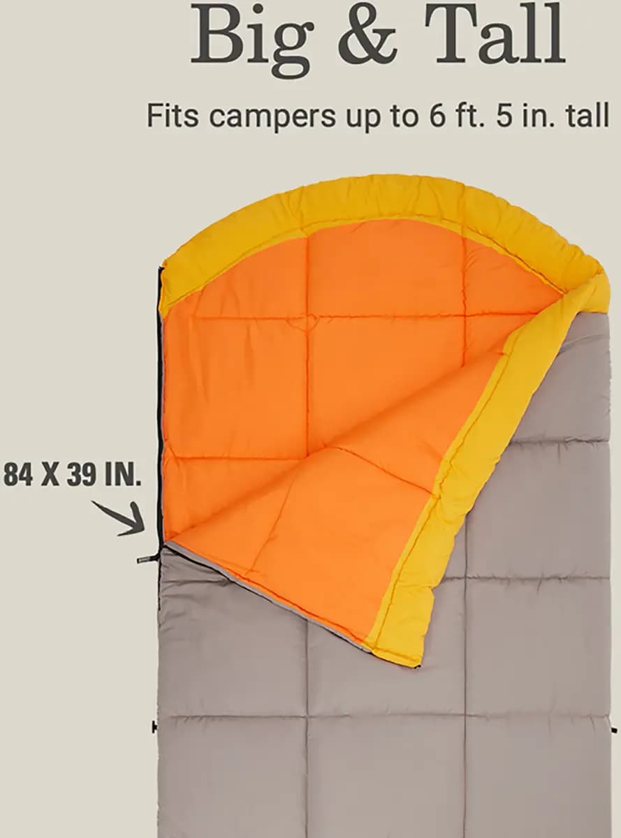Coleman Coleman Adults' Arch Bay 15Â°F Big and Tall Semi-Rectangular Sleeping Bag [Polyester, 15 - 29 Degrees, Yes]