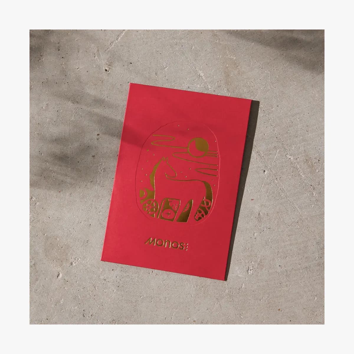 Monos Lunar New Year Stickers Horse [Set of three matte vinyl stickers, Adheres securely to any Monos suitcase, Original artwork by Melanie Choi]