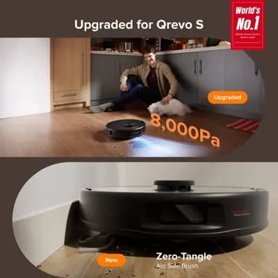Roborock Qrevo Series Cordless Robot Vacuum and Mop 6.5" Cleaning Path Black [Battery, 39.37 Inches, 0 Inches]