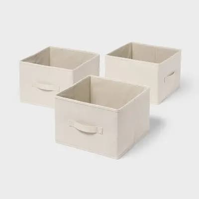 3pk Fabric Drawer Storage Compatible with Hanging Closet Ivory - Brightroom™ [5.12 Pounds, Polyester, 15 Pounds]