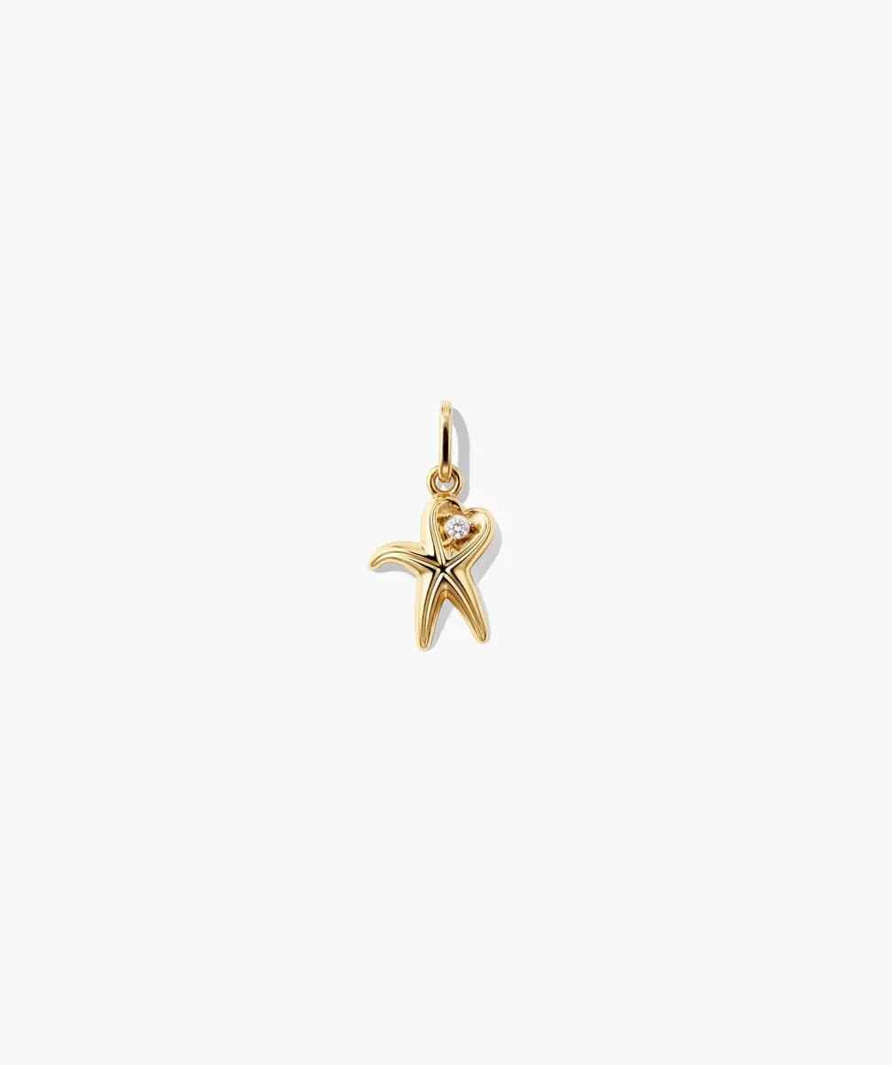 Mejuri Star Crossed Charm 10k Yellow Gold - Natural Diamond [10k Yellow Gold - Natural Diamond, Minimum Carat Weight: 0.023 ct, Polish with a soft cloth]
