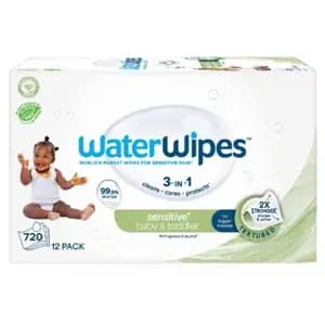 WaterWipes Sensitive Baby & Toddler Wipes, 99.9% Water, Unscented & Hypoallergenic - 720ct [Scent Unscented, Dimensions (Overall) 7.7 Inches (L), 5.5 Inches (W), Health Facts Hypoa