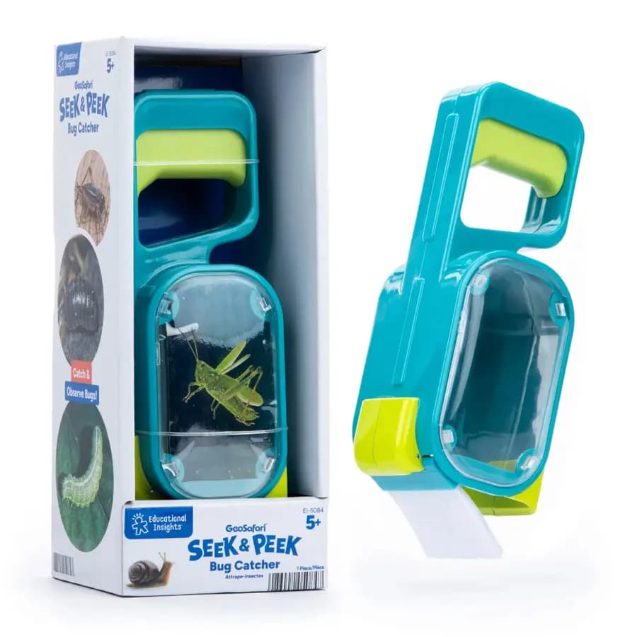 Fat Brain Toys GeoSafari Seek & Peek Bug Catcher [BUG CATCHING KIT FOR KIDS: Catch and release bugs, critters, insects, and more; Includes easy-to-use bug catcher tool with 2x magn