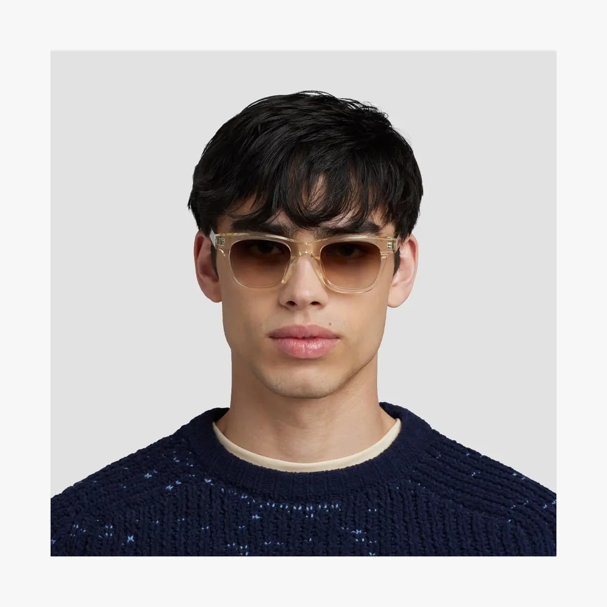 Monos Portico Sunglasses Crystal Champagne / Brown Gradient Lens [Premium Mazzucchelli cellulose acetate frames, Medium, Lens colour]