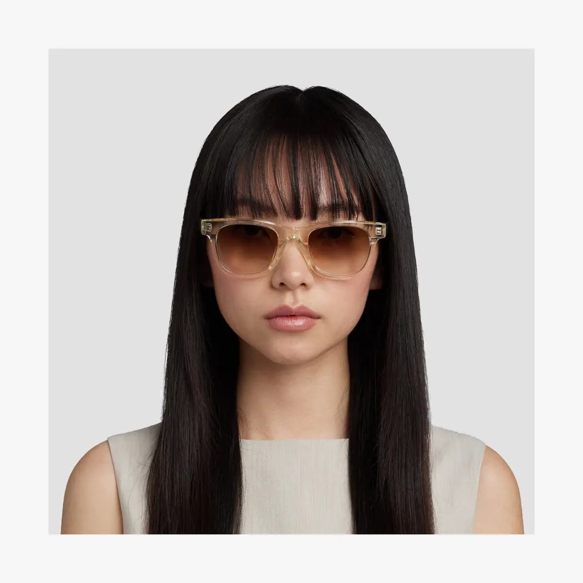 Monos Portico Sunglasses Crystal Champagne / Brown Gradient Lens [Premium Mazzucchelli cellulose acetate frames, Medium, Lens colour]