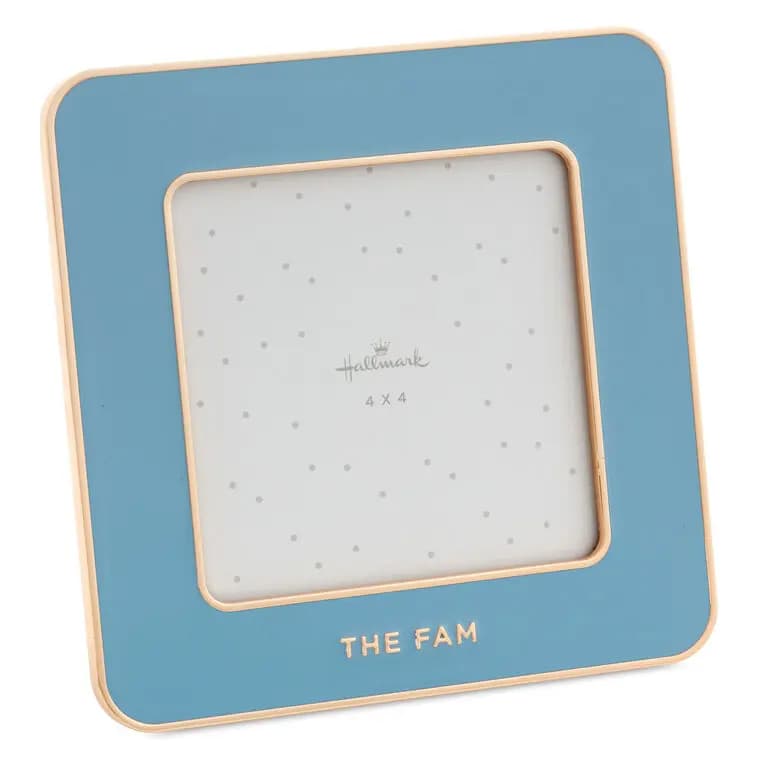 The Fam Blue Enamel Picture Frame, 4x4 [Message One rad dad, Dimensions 5.5'' W x 5.5'' H x 0.5'' D, Material Enameled metal and glass., Count 1]