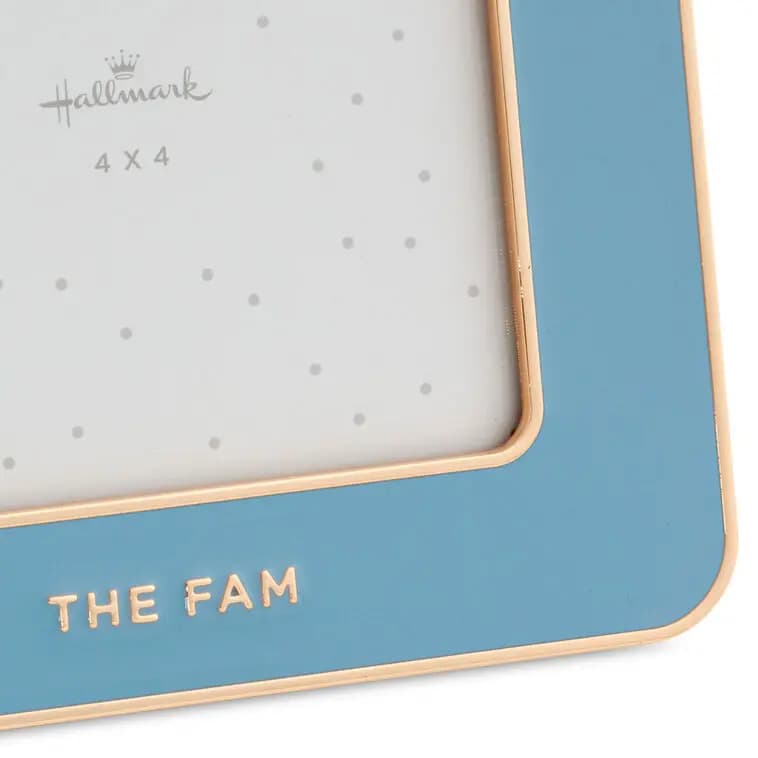 The Fam Blue Enamel Picture Frame, 4x4 [Message One rad dad, Dimensions 5.5'' W x 5.5'' H x 0.5'' D, Material Enameled metal and glass., Count 1]