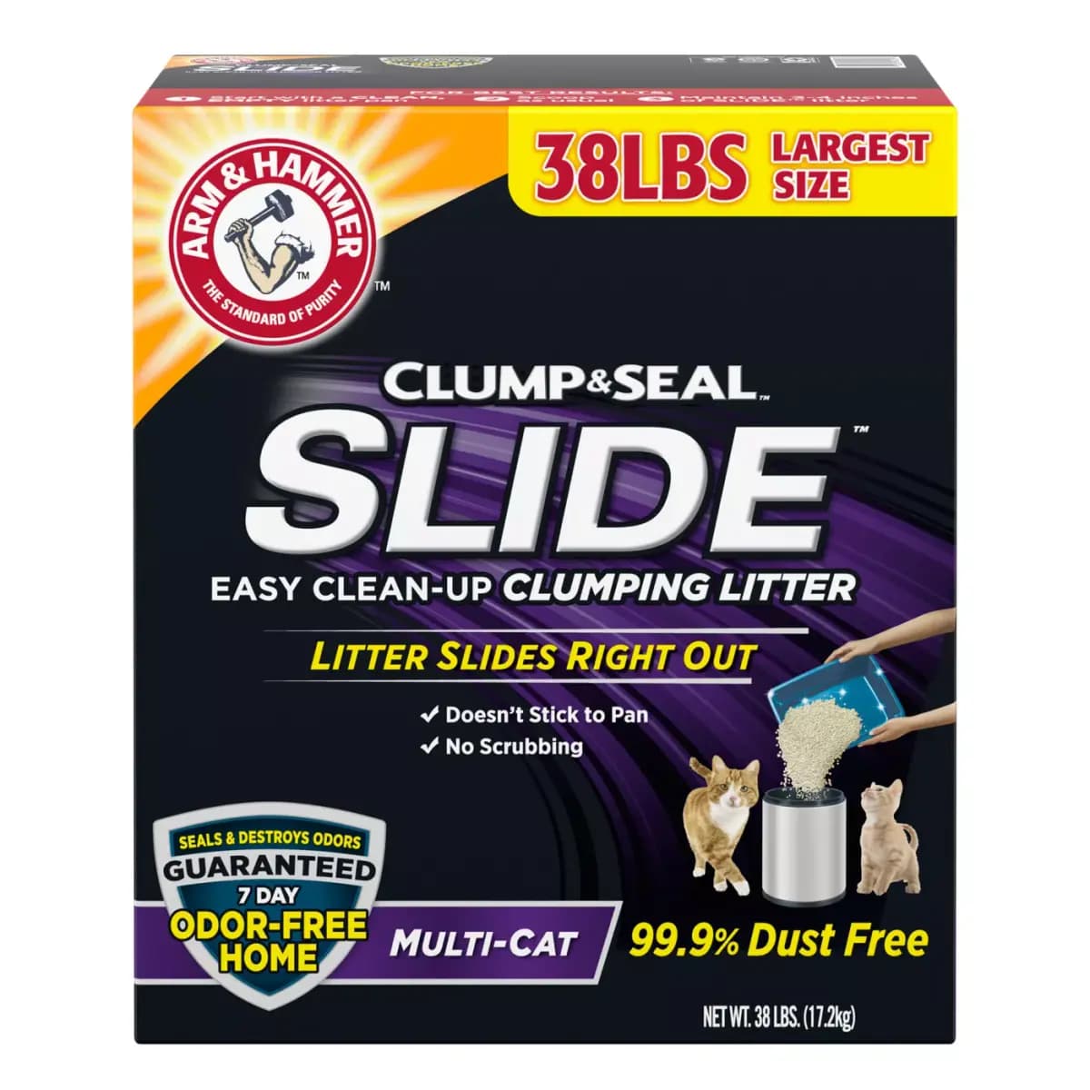 Arm & Hammer™ Clump & Seal Slide Clumping Multi-Cat Clay Cat Litter - Low Dust [Material Limestone, Bentonite, Baking Soda with p, Environment Type Indoors, Species Cats, Color Gra