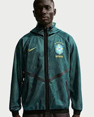 Brazil Men's Nike Dri-FIT Soccer Anthem Jacket Geode Teal/Light Menta/Midwest Gold [100% polyester, Machine wash, XS-3XL]