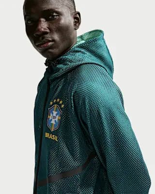 Brazil Men's Nike Dri-FIT Soccer Anthem Jacket Geode Teal/Light Menta/Midwest Gold [100% polyester, Machine wash, XS-3XL]