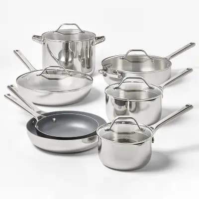 12pc Stainless Steel Nonstick Cookware Set Dark Gray - Figmint™ [Nonstick, Ceramic, 18/0 Stainless Steel, 18]