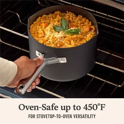 Calphalon 3.5qt Hard-Anodized Nonstick Sauce Pan with Lid: Dishwasher-Safe, Gas & Electric Compatible, 10-Year Warranty [Stainless Steel, Glass, Hard Anodized Aluminum]