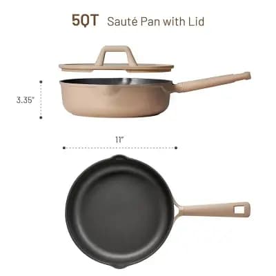 Carote 5qt Nonstick Saute Pan with Lid Taupe [5 Quart, Silicone, 11 Inches]