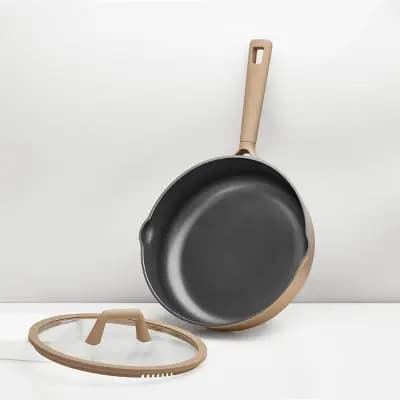 Carote 5qt Nonstick Saute Pan with Lid Taupe [5 Quart, Silicone, 11 Inches]