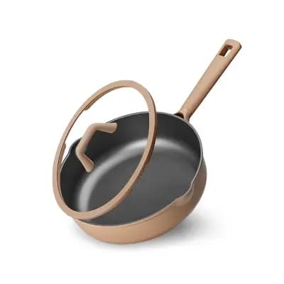 Carote 5qt Nonstick Saute Pan with Lid Taupe [5 Quart, Silicone, 11 Inches]