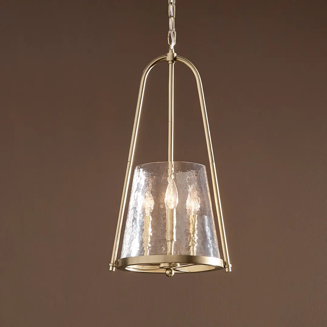 Kichler Nerine Pendant Brushed Nickel (82432) [Attribute 3-Light, Attribute Clear Hammered Glass, Height 21.38]