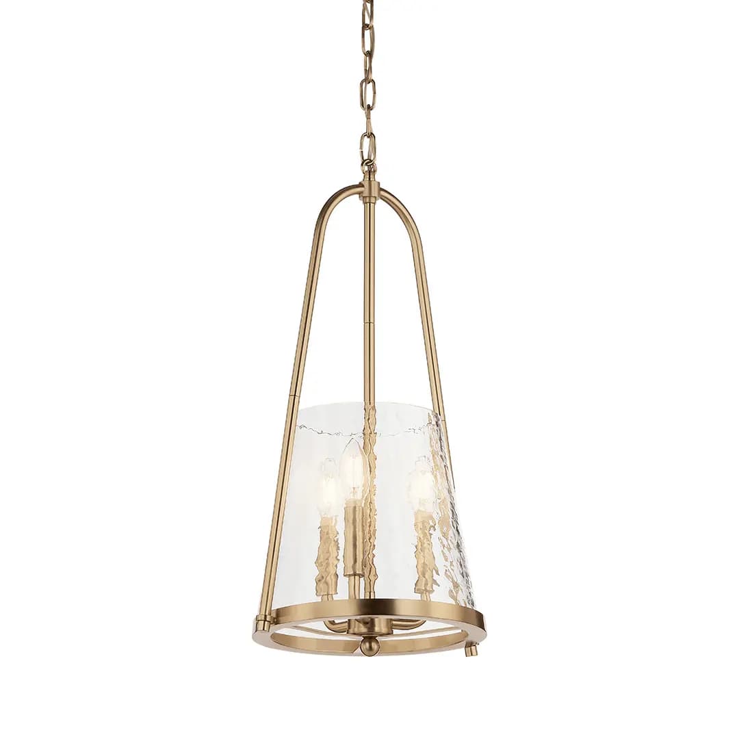 Kichler Nerine Pendant Brushed Nickel (82432) [Attribute 3-Light, Attribute Clear Hammered Glass, Height 21.38]