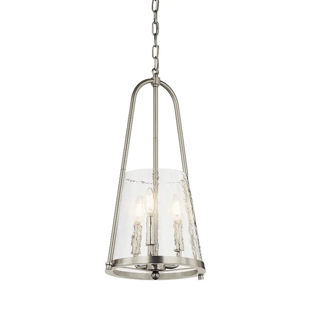 Kichler Nerine Pendant Brushed Nickel (82432) [Attribute 3-Light, Attribute Clear Hammered Glass, Height 21.38]